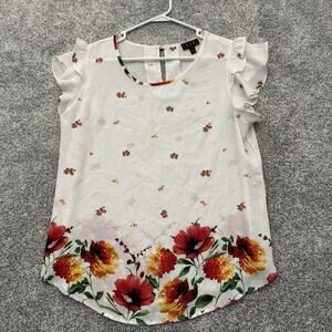 OLM Blouse Women XL Cottagecore Floral Ruffles Feminine Semi Sheer Romantic Boho